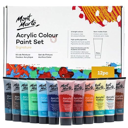 Acrylic Colour Paint 75ml Set Of 12pcs Mont Marte